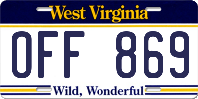 WV license plate OFF869