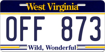 WV license plate OFF873