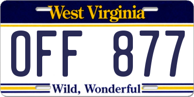 WV license plate OFF877