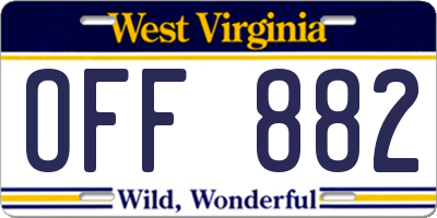 WV license plate OFF882