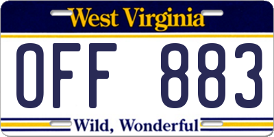 WV license plate OFF883