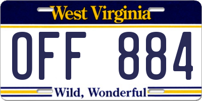 WV license plate OFF884