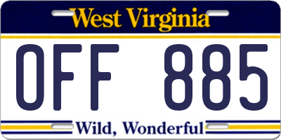 WV license plate OFF885