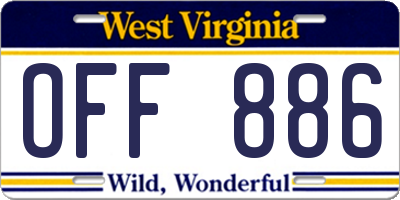 WV license plate OFF886