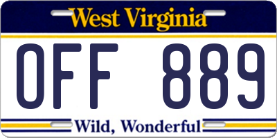WV license plate OFF889