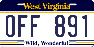 WV license plate OFF891