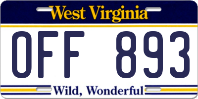 WV license plate OFF893