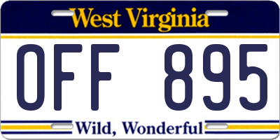 WV license plate OFF895