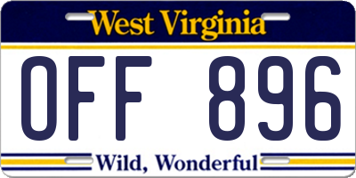 WV license plate OFF896