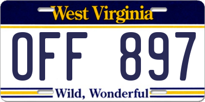 WV license plate OFF897