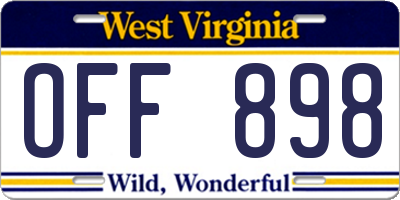 WV license plate OFF898