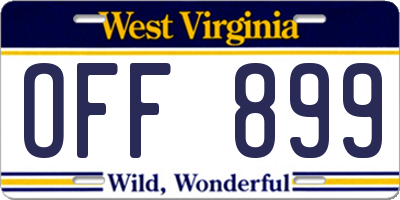 WV license plate OFF899