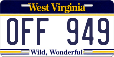 WV license plate OFF949
