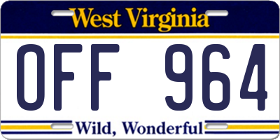 WV license plate OFF964