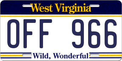 WV license plate OFF966
