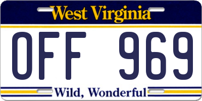 WV license plate OFF969