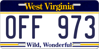 WV license plate OFF973