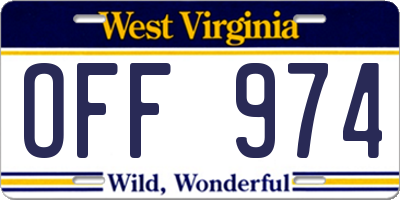 WV license plate OFF974