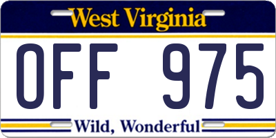 WV license plate OFF975