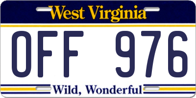 WV license plate OFF976