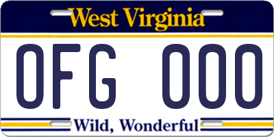 WV license plate OFG000