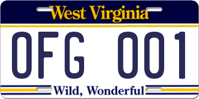 WV license plate OFG001