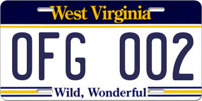 WV license plate OFG002