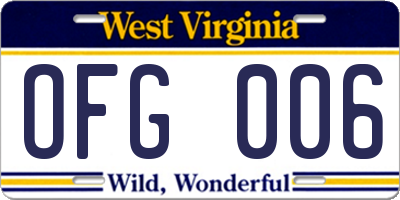 WV license plate OFG006