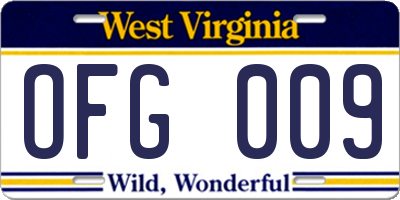 WV license plate OFG009