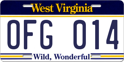 WV license plate OFG014