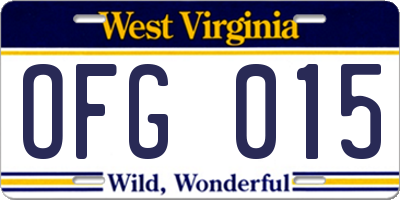 WV license plate OFG015