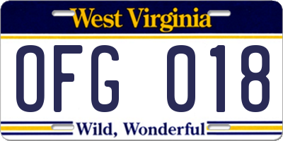 WV license plate OFG018