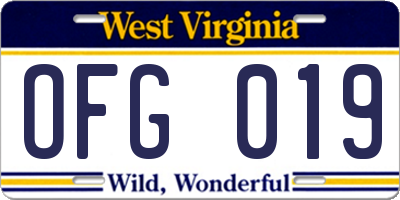 WV license plate OFG019