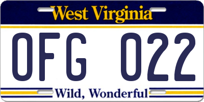 WV license plate OFG022