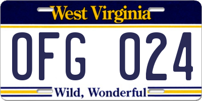 WV license plate OFG024