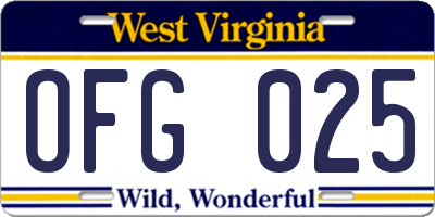 WV license plate OFG025