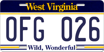 WV license plate OFG026