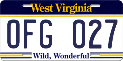 WV license plate OFG027