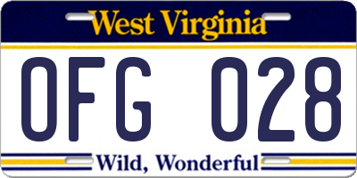 WV license plate OFG028