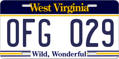 WV license plate OFG029