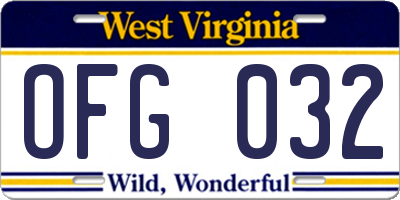 WV license plate OFG032