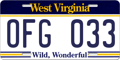 WV license plate OFG033