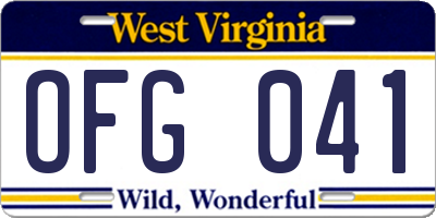 WV license plate OFG041