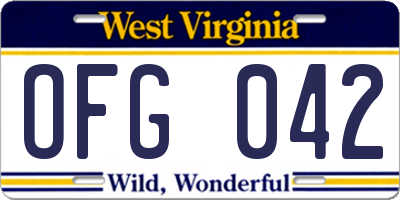 WV license plate OFG042