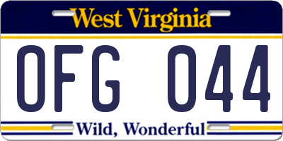 WV license plate OFG044
