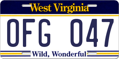 WV license plate OFG047