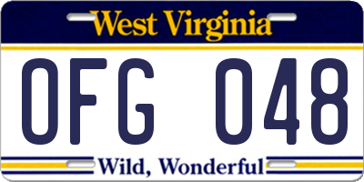 WV license plate OFG048