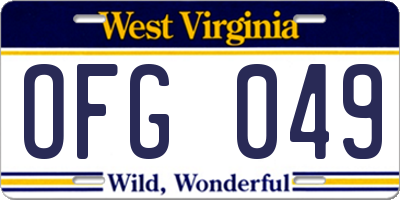WV license plate OFG049