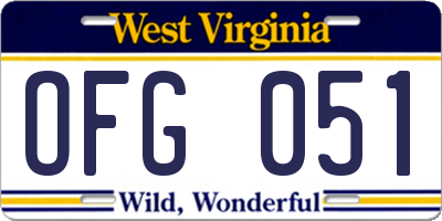 WV license plate OFG051