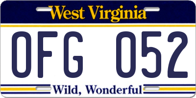 WV license plate OFG052